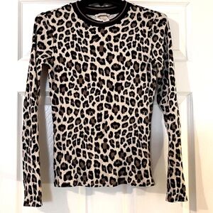 H&M Black and Cream Animal Print Blouse